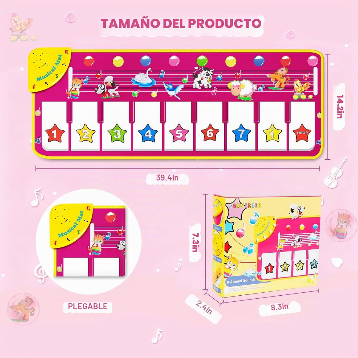 Tapete de piano de piso, tapete musical de juguetes para niñas pequeñas