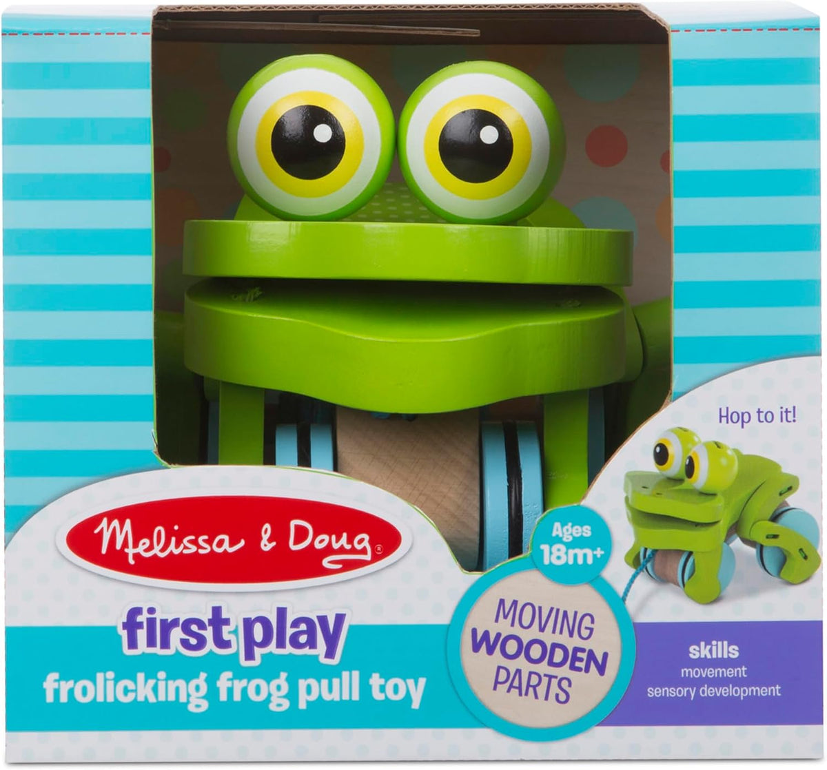 Melissa & Doug First Play - Juguete de madera Rana traviesa para jalar