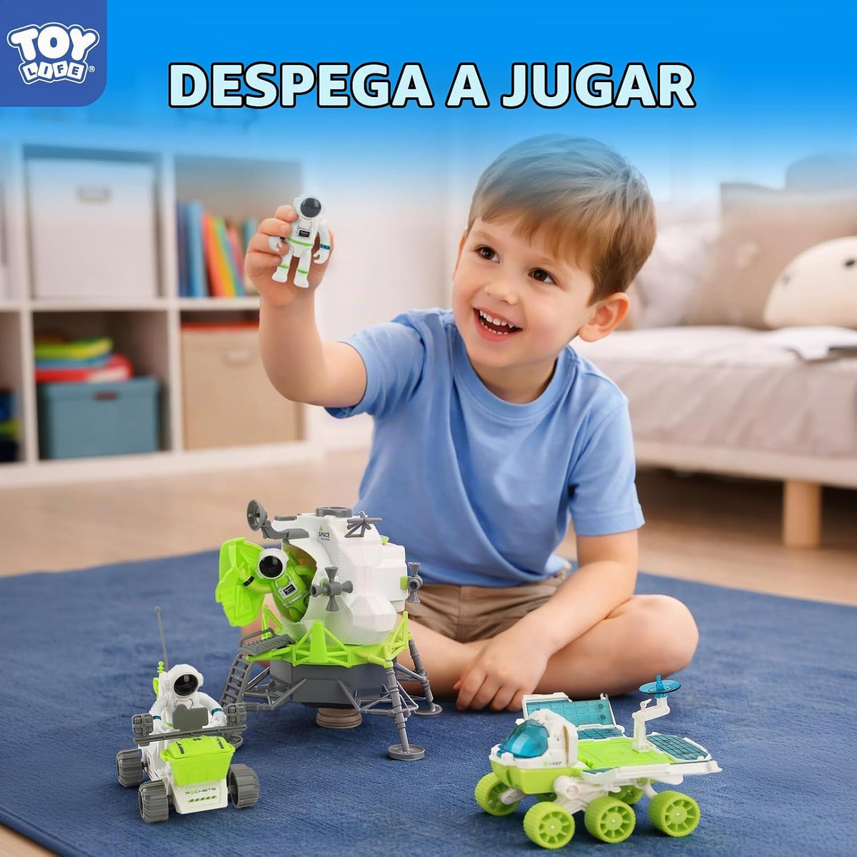 TOY Life Juguete espacial lunar para niños de 3 a 5 años, juguete de cohete con juguetes de astronauta, juego de cohetes de aventura espacial, juguetes de nave espacial para niños, juguetes de cohetes