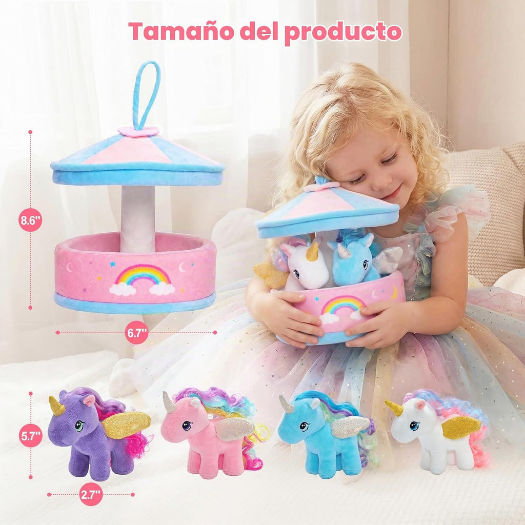 OUOZZZ Juguetes de unicornio para niñas, 4 mini peluches