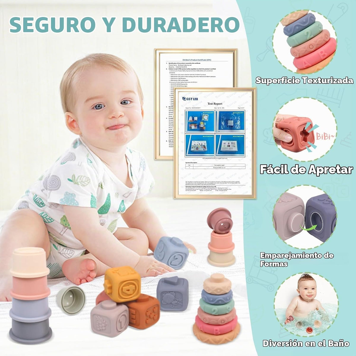 Juguetes Montessori 6 en 1 para bebés de 0-6-6-12 meses, regalos para bebés
