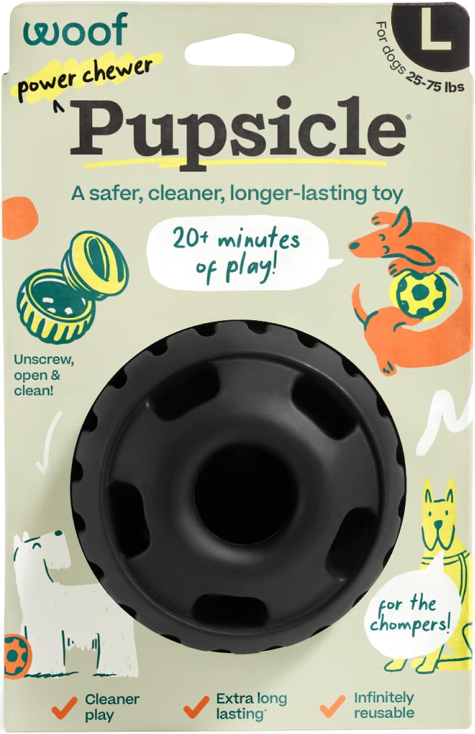 WOOF Power Chewer Pupsicle - Juguete para perros de 25 a 75 libras