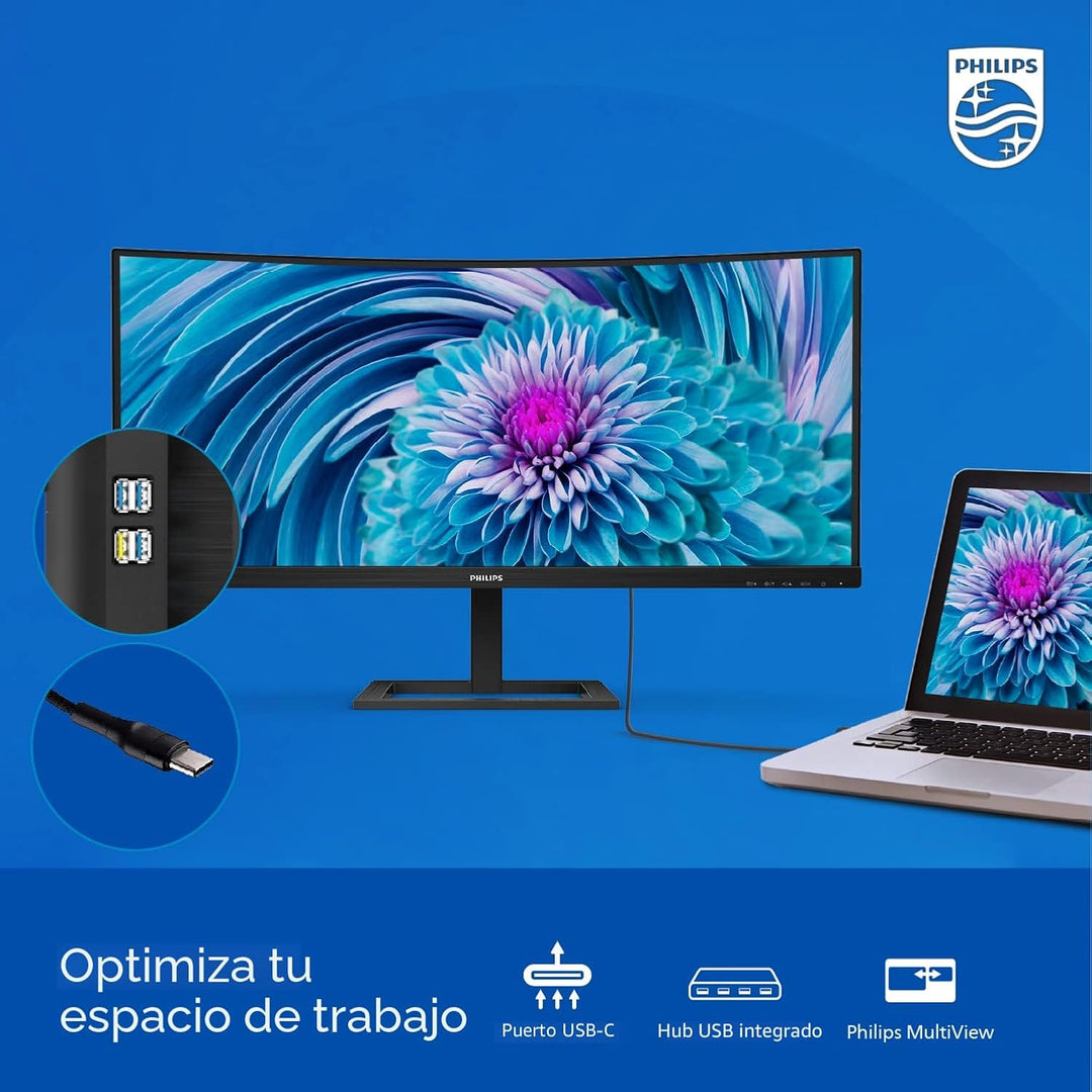 Philips 346E2CUAE - Monitor de computadora curvo de 34 pulgadas UWQ...