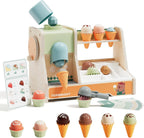 TOP BRIGHT Juguetes de Madera para Juego de Simulación de Helados, Set de Cocina para Niños con Mostrador de Helados, Cuchara y Menú, Juguetes Montessori para Niños y Niñas Regalo Capybara Edad 3+