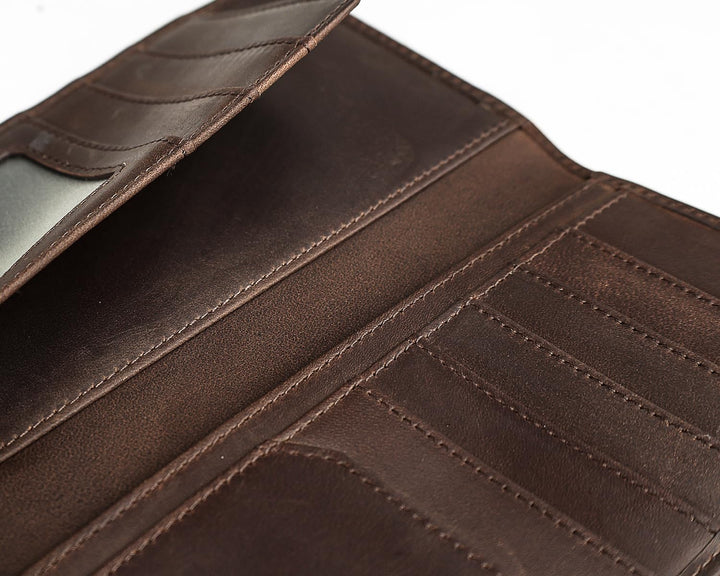 DK86 Carteras largas de ciervo para hombre | Cuero de grano complet...