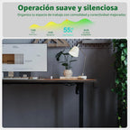 Lámpara Agilestic - Escritorio eléctrico de altura ajustable de 63 pulgadas, marrón rústico