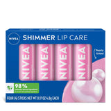 NIVEA Shimmer Lip Care, paquete de bálsamo labial brillante con man...