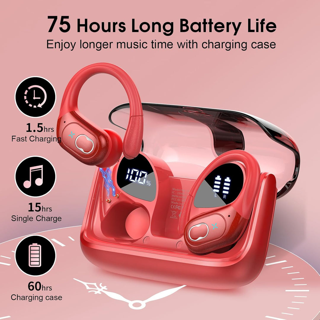 Aptkdoe Auriculares Inalámbricos 75hrs Bluetooth 5.4 Auriculares De...