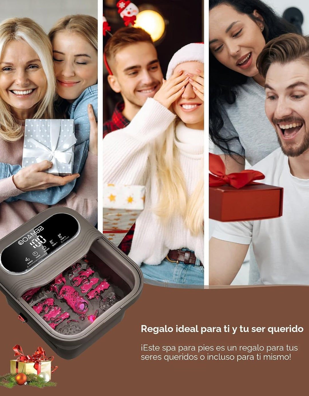OOAMBB Hidromasaje plegable para pies con calor, burbujas y control...