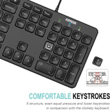 Arteck - Teclado retroiluminado USB con cable de tamaño completo co...