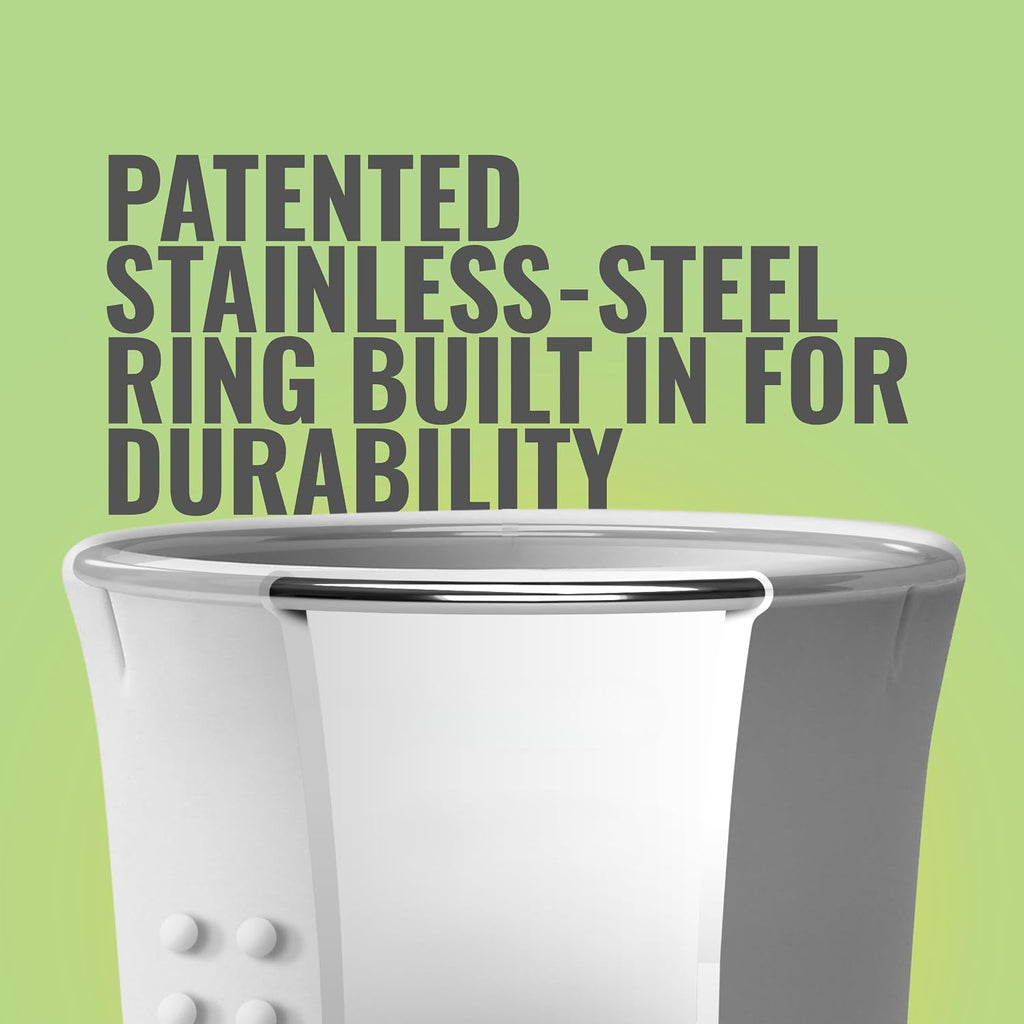 GoSili Vaso de silicona reutilizable con tapa, 100% silicona platino de grado europeo, anillo de acero inoxidable, ecológico, resistente a las manchas, apto para lavavajillas y microondas, 16 onzas