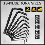 Juego de llaves Allen hexagonales: Juego de 41 piezas de llaves hexagonales y Torx con mango de torque, estándar SAE (0.028"-3/8") y métrico (0.7mm-10mm) y Torx (T9-T50) en estuche de
