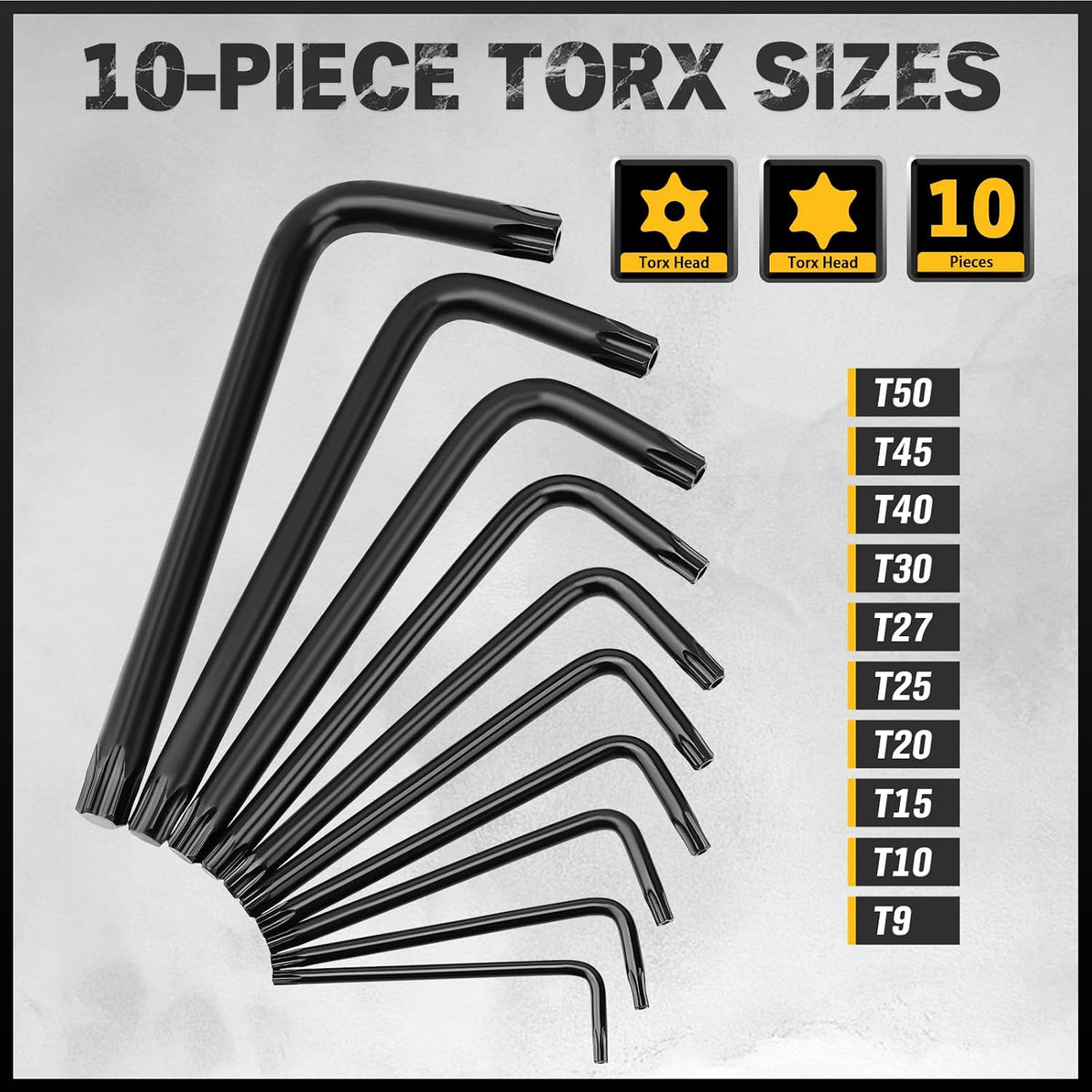 Juego de llaves Allen hexagonales: Juego de 41 piezas de llaves hexagonales y Torx con mango de torque, estándar SAE (0.028"-3/8") y métrico (0.7mm-10mm) y Torx (T9-T50) en estuche de