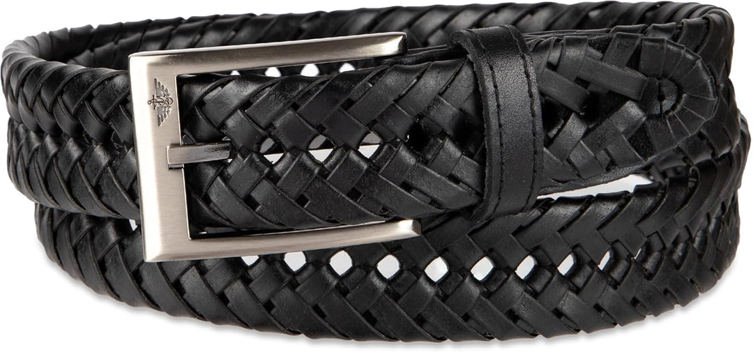 DOCKERS Cinturón de cuero trenzado para hombre, correa casual total...