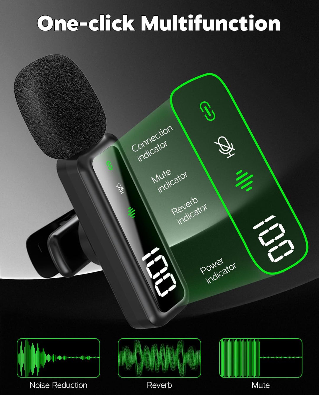 Gicorino Micrófono Lavalier inalámbrico para iPhone\/Android\/cámar...