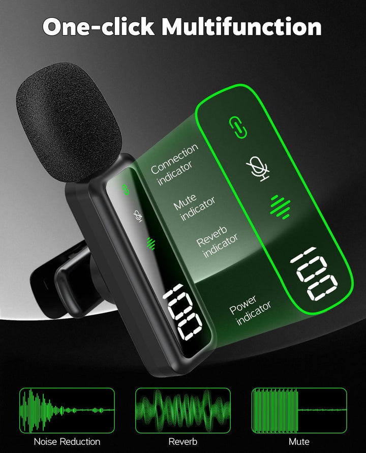 Gicorino Micrófono Lavalier inalámbrico para iPhone\/Android\/cámar...