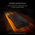 ASUS TUF Gaming A1 - Carcasa externa M.2 NVMe SATA PCIe SSD - USB-C, M.2 Q-Latch para una fácil instalación, resistencia a las caídas, resistencia al agua y al polvo IP68, soporte para PS5 y Xbox, color negro