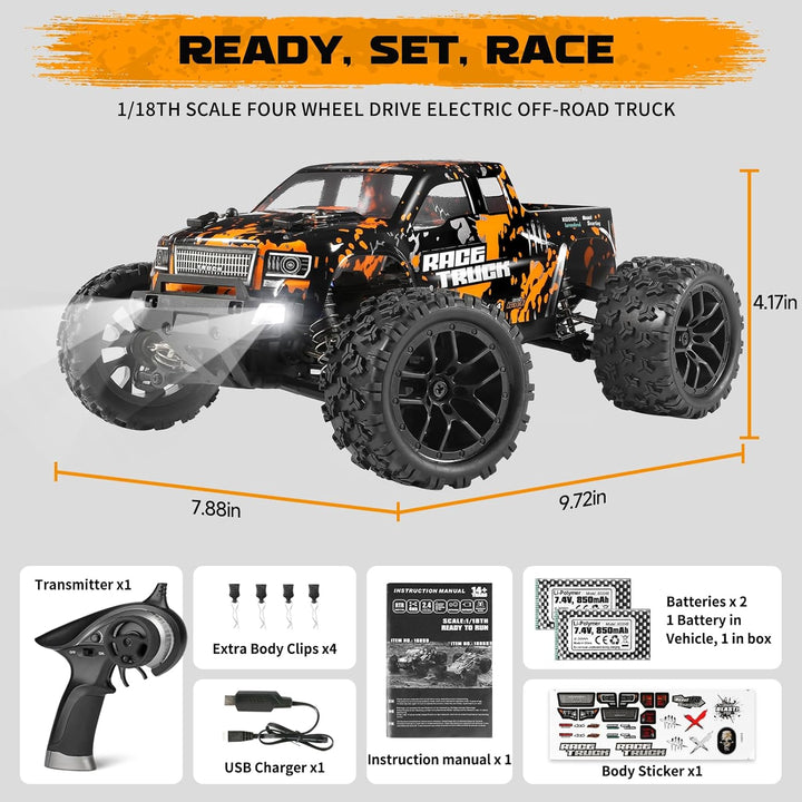 HAIBOXING Camión monstruo RC a escala 1:18 18859 36km\/h de velocid...