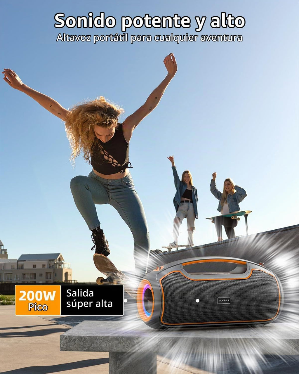 Altavoces Bluetooth portátiles inalámbricos, sonido fuerte PeaK de 200 W