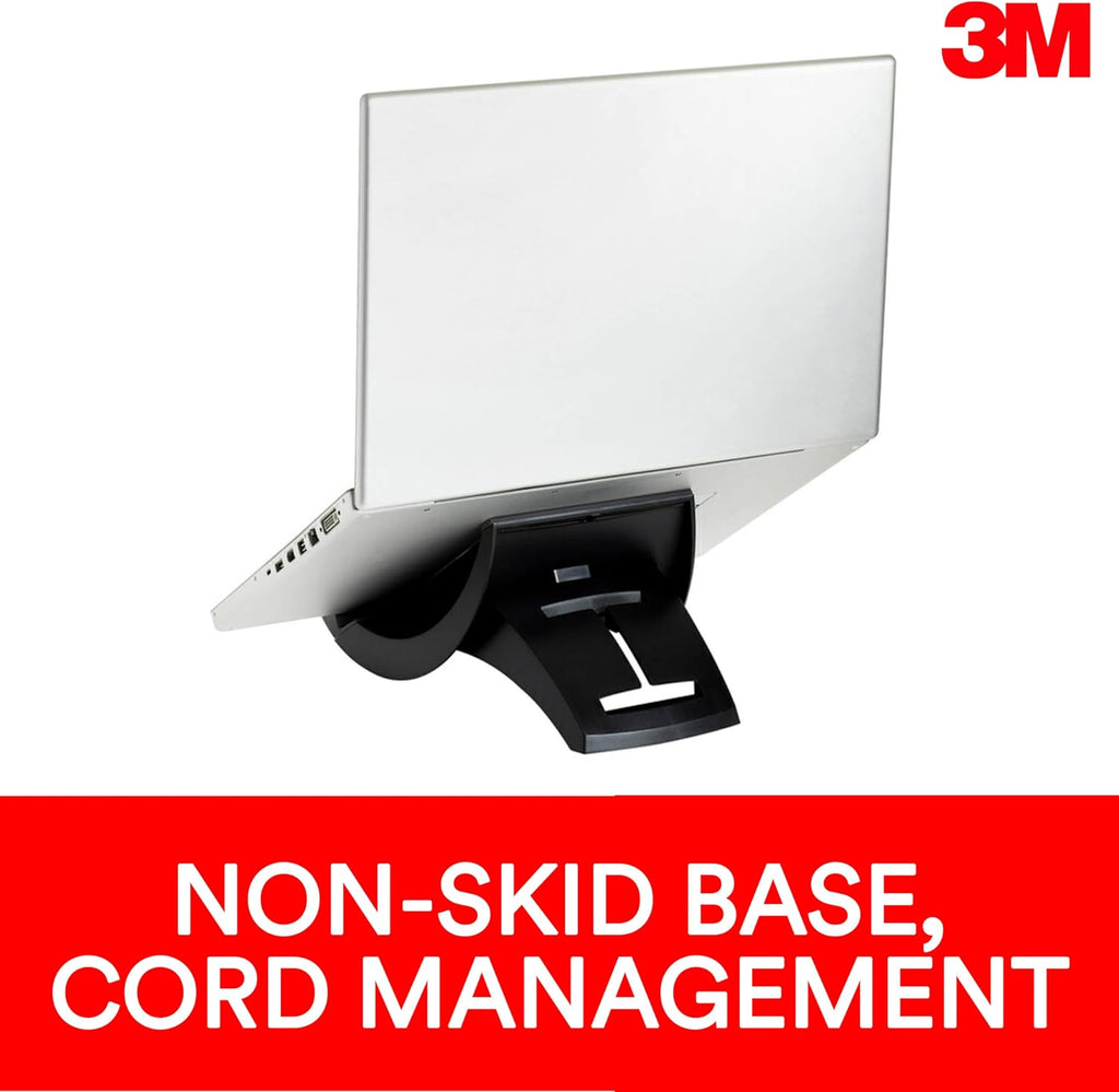 3M Elevador vertical para computadora portátil con gestión de cables, 9 x 12 x 6.5 pulgadas a 9.5 pulgadas, negro/gris carbón, soporta 20 libras