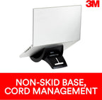3M Elevador vertical para computadora portátil con gestión de cables, 9 x 12 x 6.5 pulgadas a 9.5 pulgadas, negro/gris carbón, soporta 20 libras