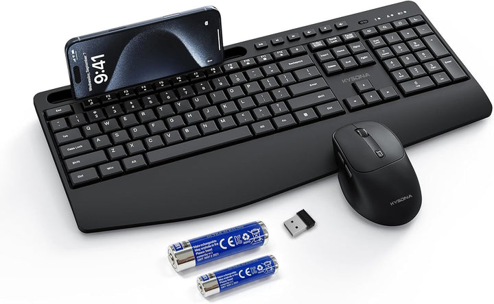 KYSONA Combo de teclado y mouse inalámbricos, teclado inalámbrico d...