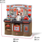 Step2 Big Builders Pro Workshop para niños, banco de herramientas para interiores y exteriores, juego interactivo con sonidos, incluye kit de accesorios de juguete de 45 piezas, hecho de plástico duradero, para niños pequeños de 3 años en adelante