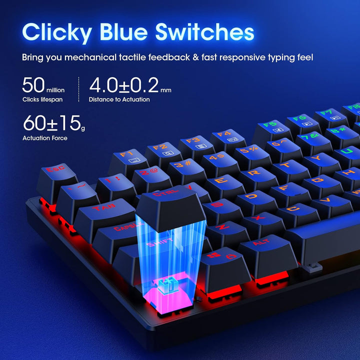 RisoPhy - Teclado mecánico para juegos, RGB 104 teclas, teclado USB...