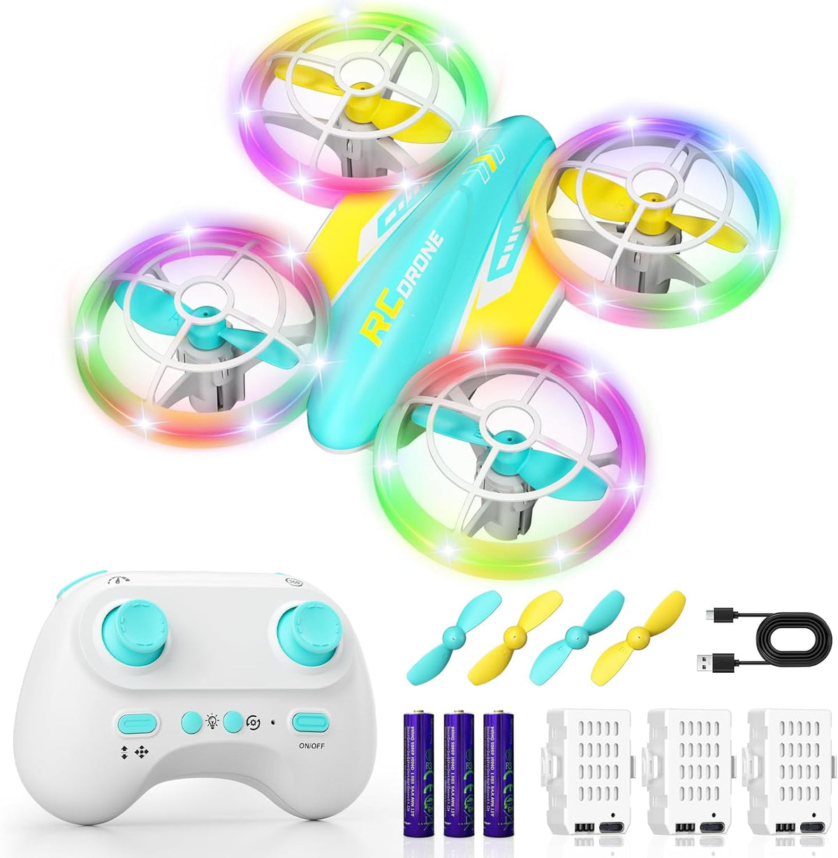 FUNPX Dron LED RC para niños de 6+, regalo de Navidad y cumpleaños...