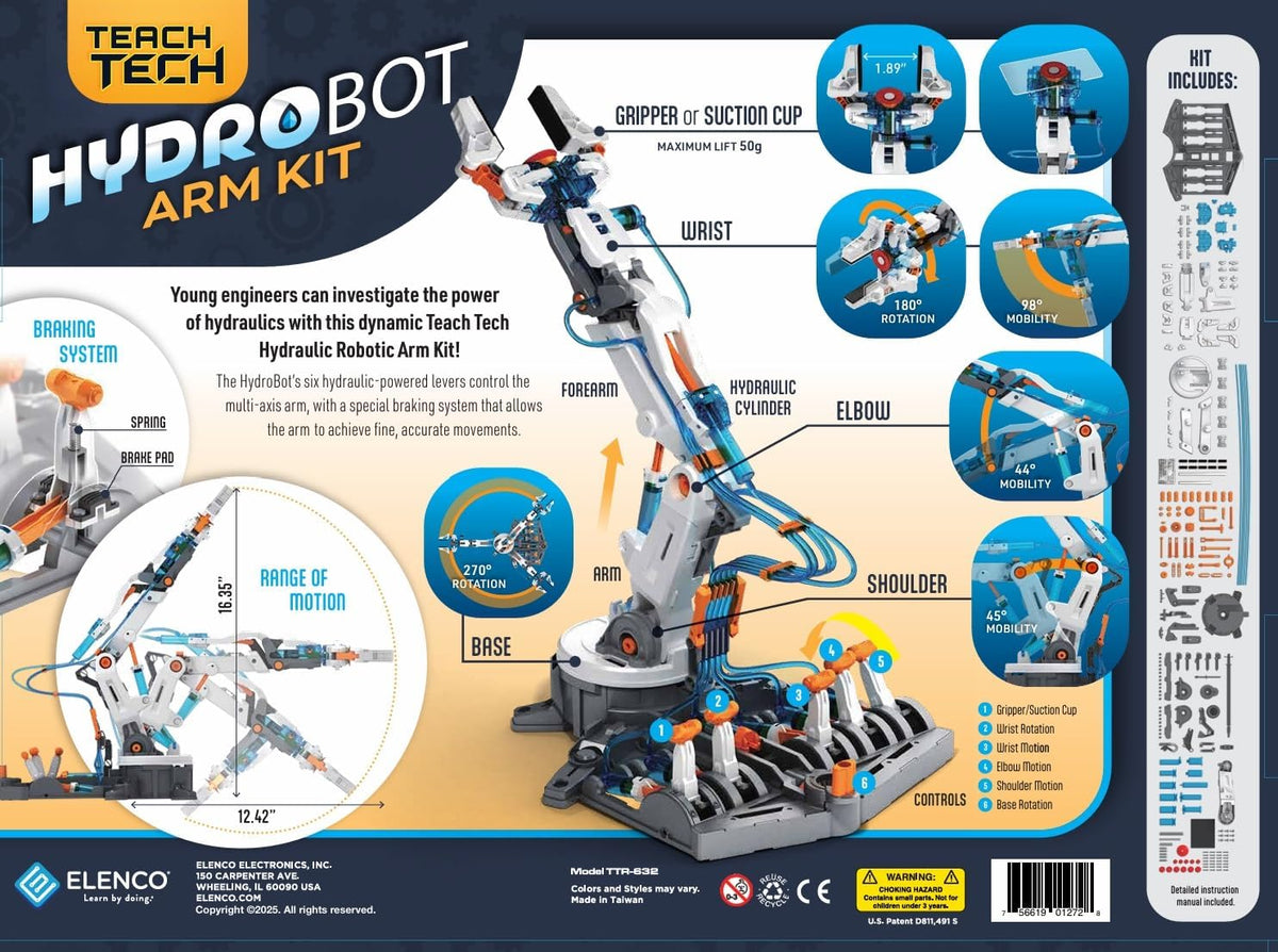 Teach Tech "Kit de brazo Hydrobot", kit hidráulico, juguete de construcción STEM para niños mayores de 12 años