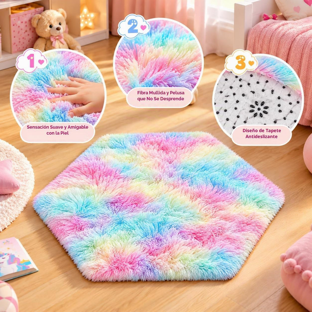 Princess Castle - Tienda de campaña desplegable para niñas con alfombra arcoíris y luces de estrella
