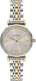 Emporio Armani Reloj de acero inoxidable bicolor de dos manos para mujer (Modelo: AR11702)