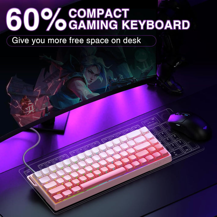 AULA WIN68 HE Teclado mecánico para juegos 60%, interruptor magnéti...