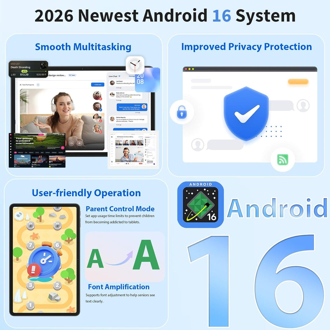 Tablet Android 16 2026, tableta de 12 pulgadas con teclado, 24 GB+2...