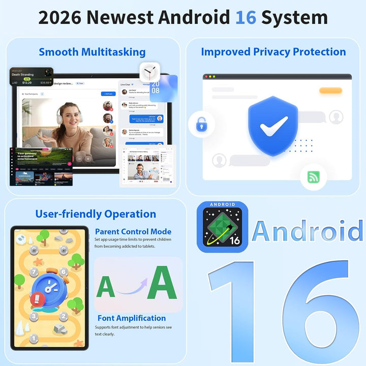 Tablet Android 16 2026, tableta de 12 pulgadas con teclado, 24 GB+2...