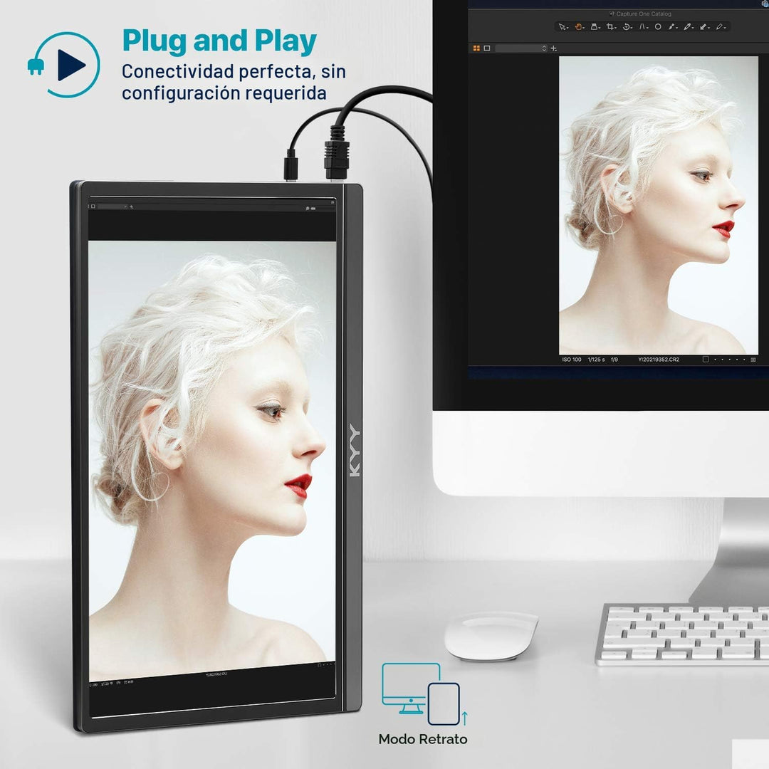 KYY Monitor portátil 15.6 "1080P Monitor de computadora Extensor de...