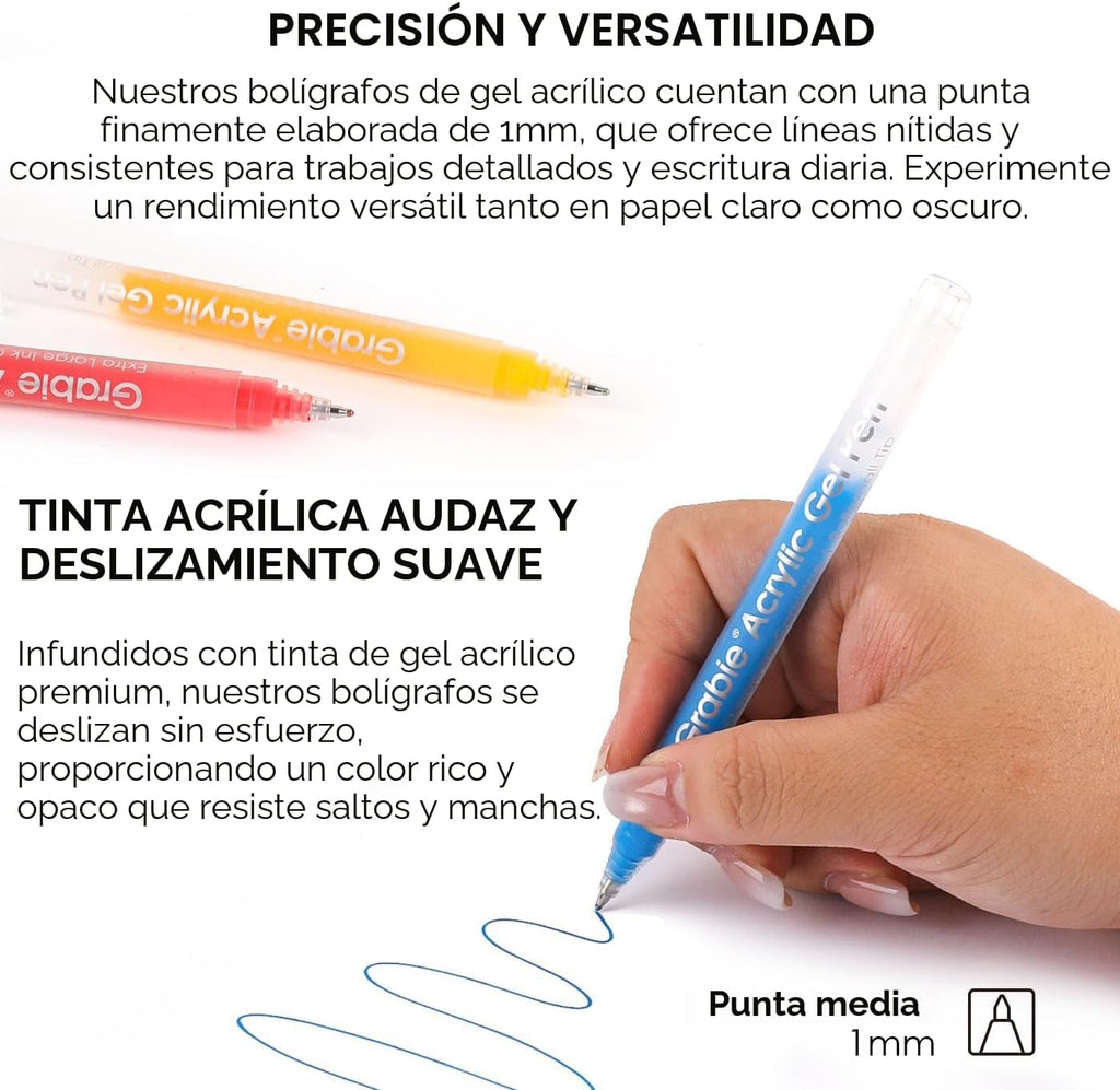 Grabie Juego de bolígrafos acrílicos de gel para colorear con libro