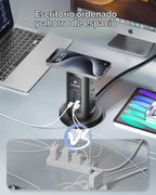 Estación de Carga USB de 115W, Torre de regleta con 9 tomas AC y 8 USB
