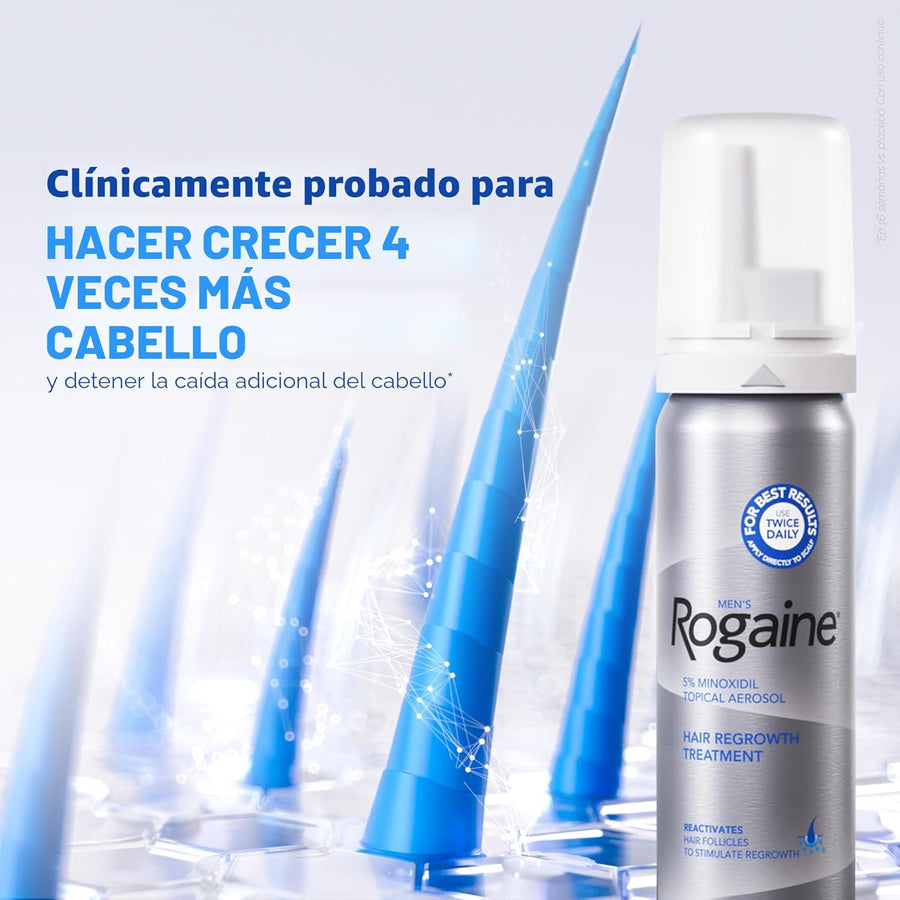 Rogaine para hombres 5% Minoxidil para hombres en espuma, crecimien...