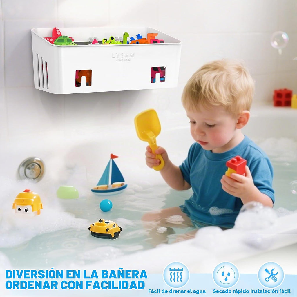 Bath Toy Storage 2 Packs, Large Bath Toy Holder - 3 Compartments, Quick-Dry