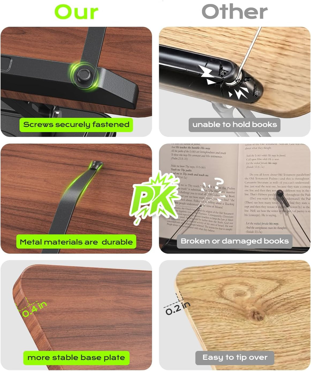 Soporte de libro para lectura, soporte giratorio de 360° con clip de