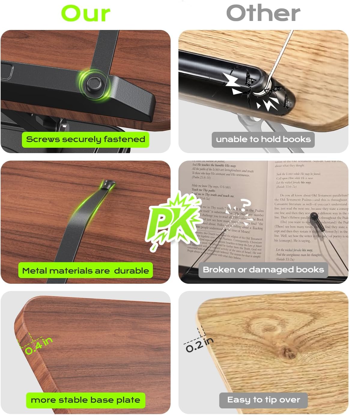 Soporte de libro para lectura, soporte giratorio de 360° con clip de