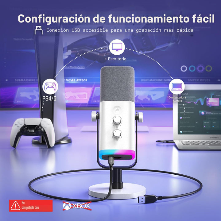 FIFINE XLR\/USB Micrófono para juegos de Gaming para transmisiones...