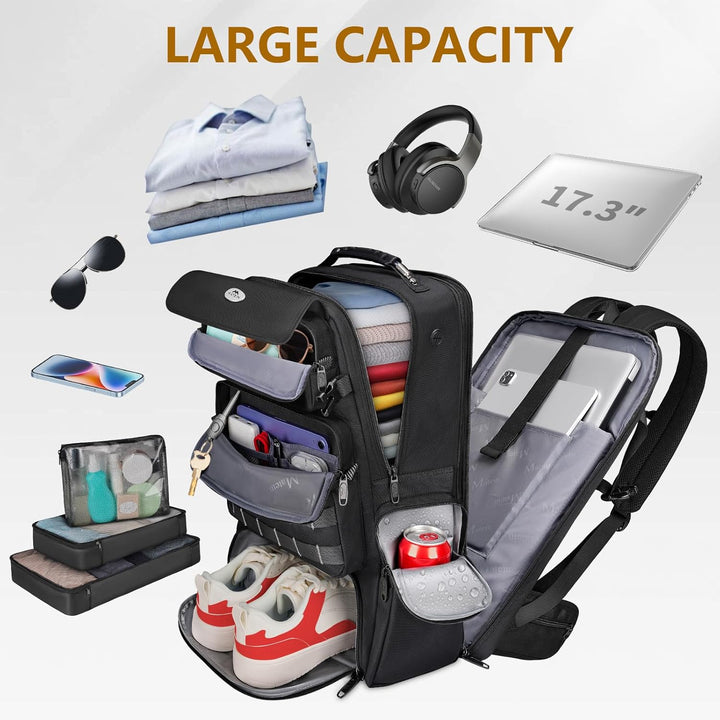 MATEIN Mochila de viaje expandible con compartimento para zapatos,...