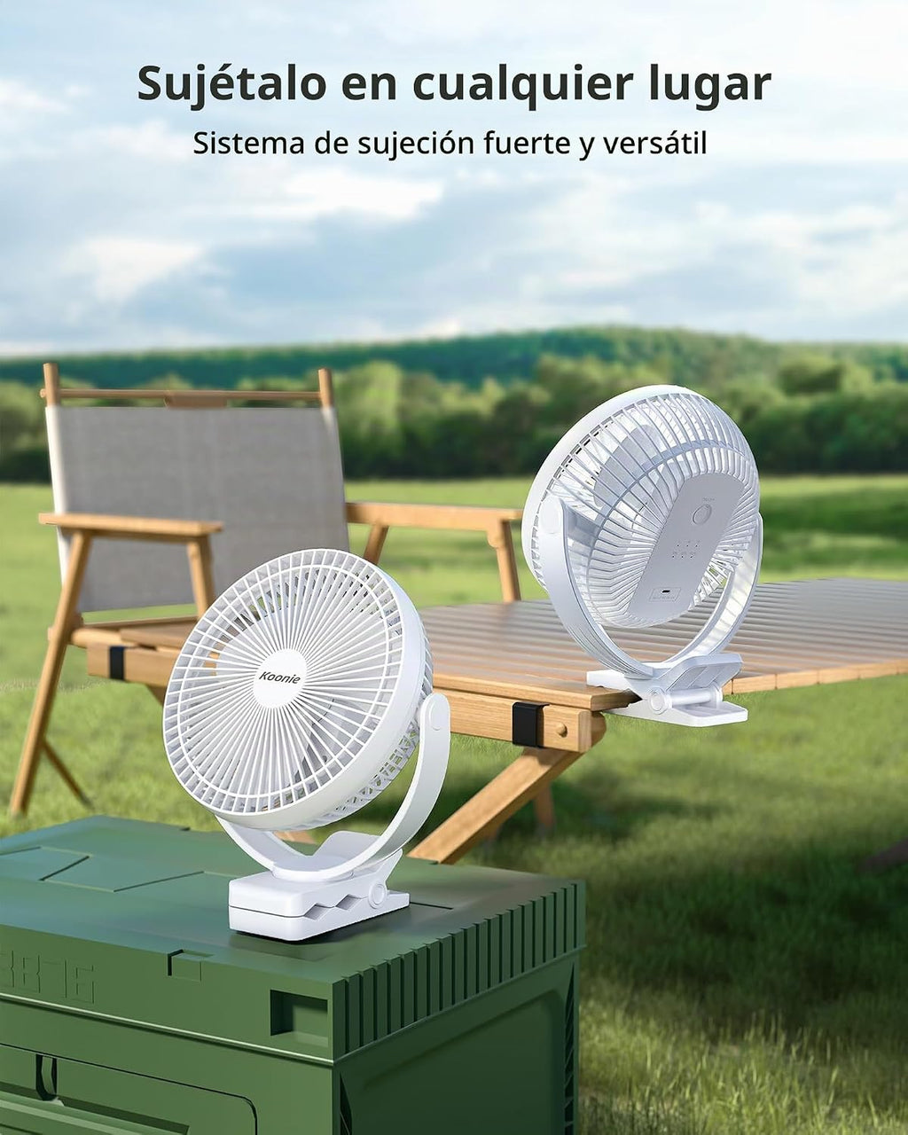 Koonie - Ventilador con clip de 8 pulgadas, batería recargable de 1...