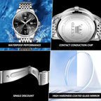 OLEVS Relojes para hombre de lujo de acero inoxidable 30M impermeable
