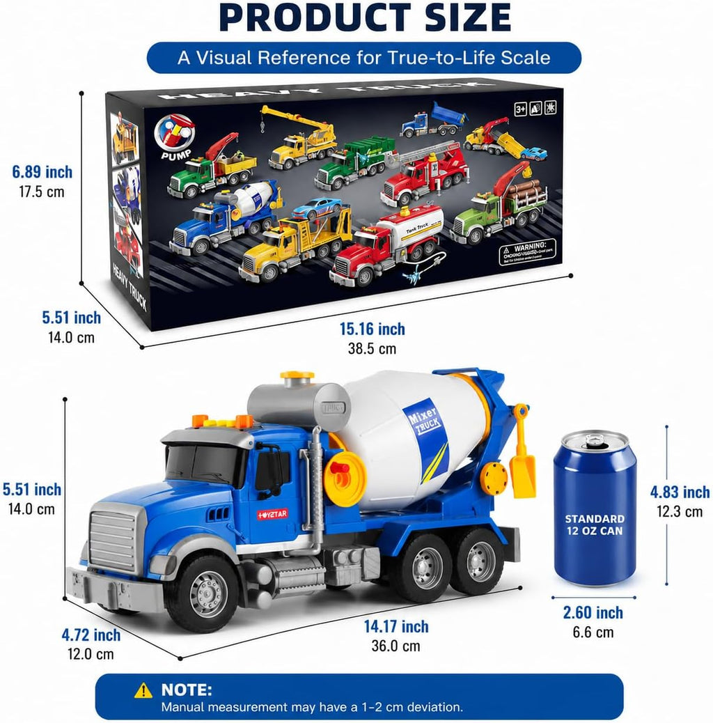 14" juguete grande azul del camión del mezclador del cemento, camión del