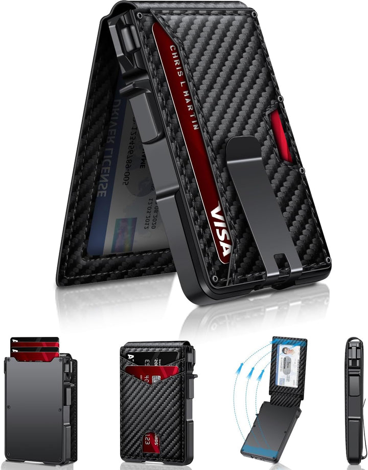 Cartera para hombres, cartera minimalista para hombres de 9-13 tarj...