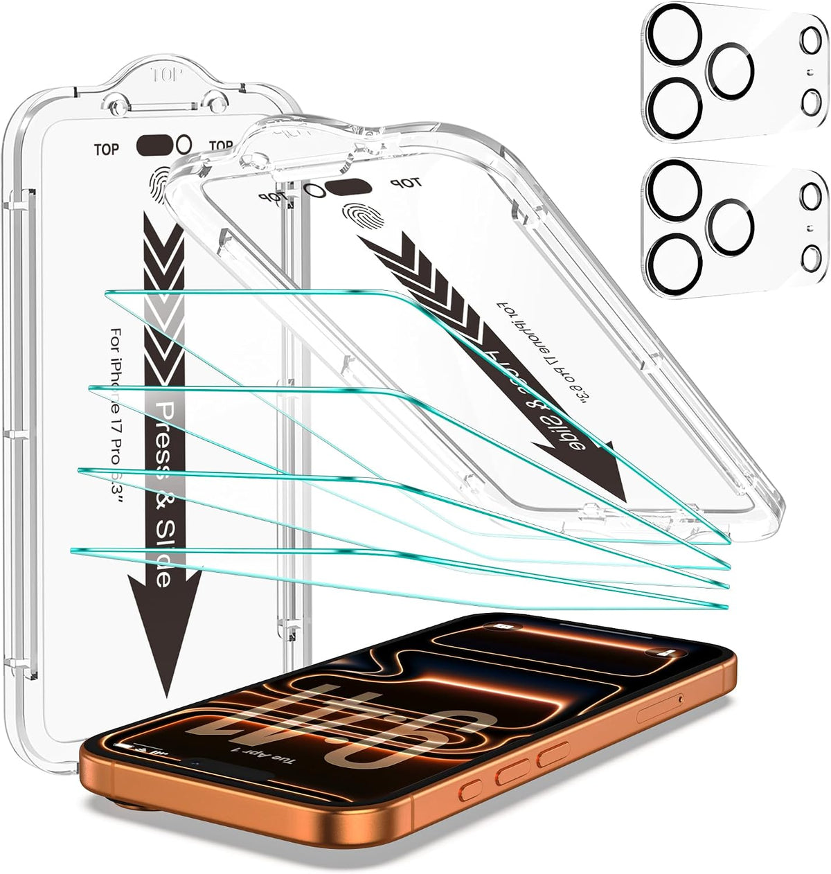 Paquete de 4+2 protectores de pantalla para iPhone 17 Pro (6.3