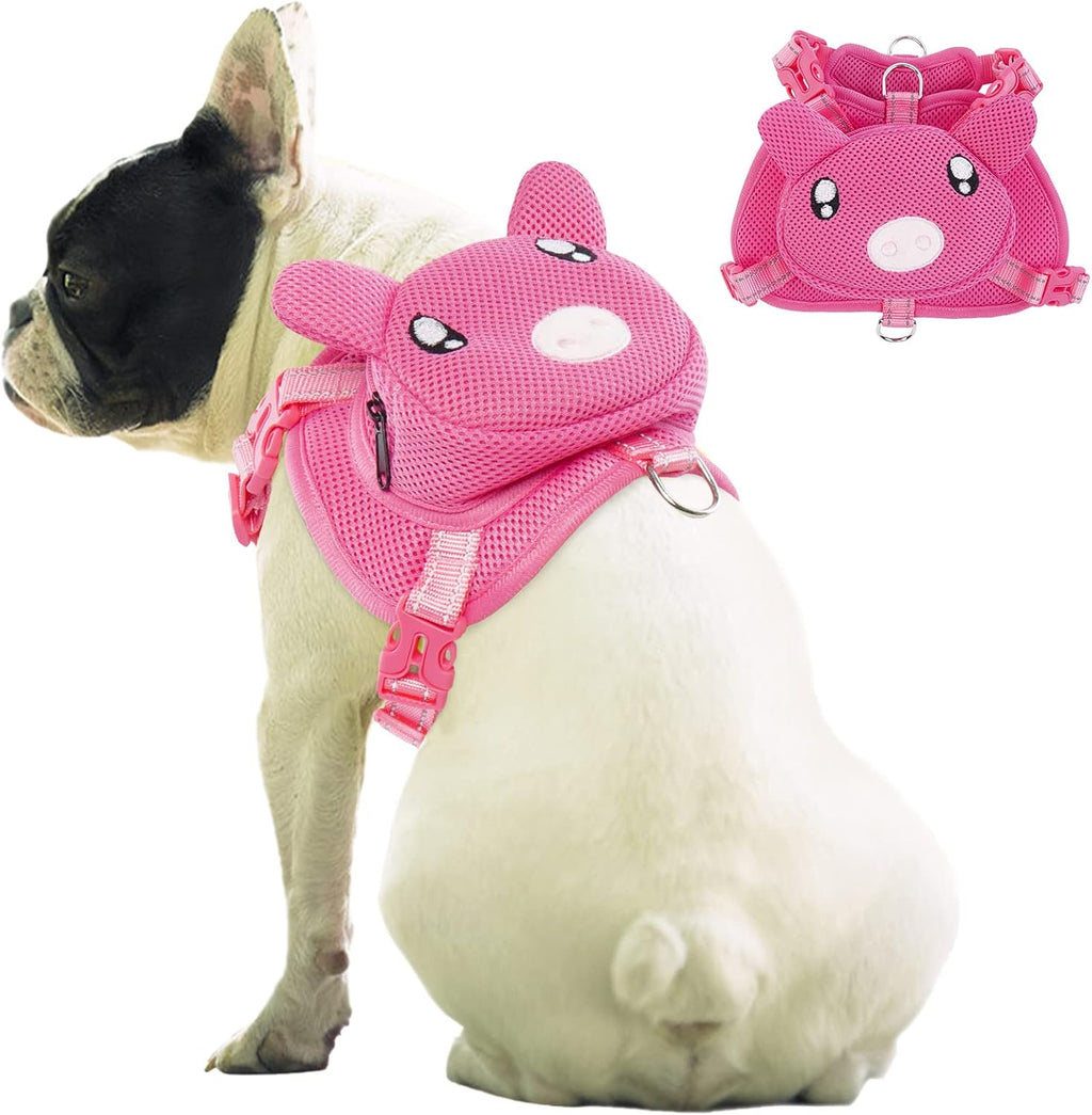 Arnés de mochila para perro, mochila sin tirones con anillo en D, cerdo, M
